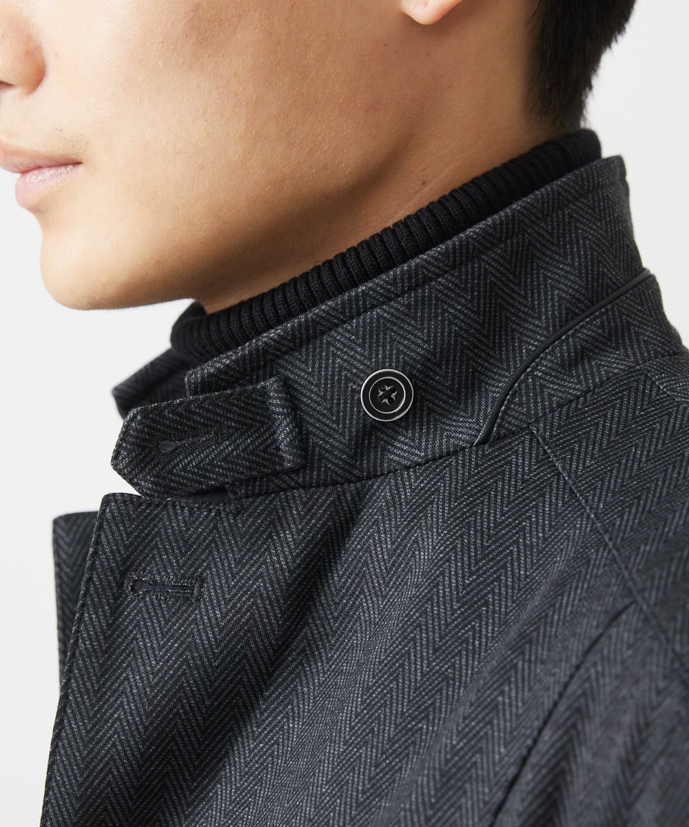 MKDAA57240 MK MICHEL KLEIN HOMME(MKミッシェルクランオム) 【セットアップ対応/全4サイズ展開】コンバーチブルジャケット/TEC EASY へリンボン ダークグレー