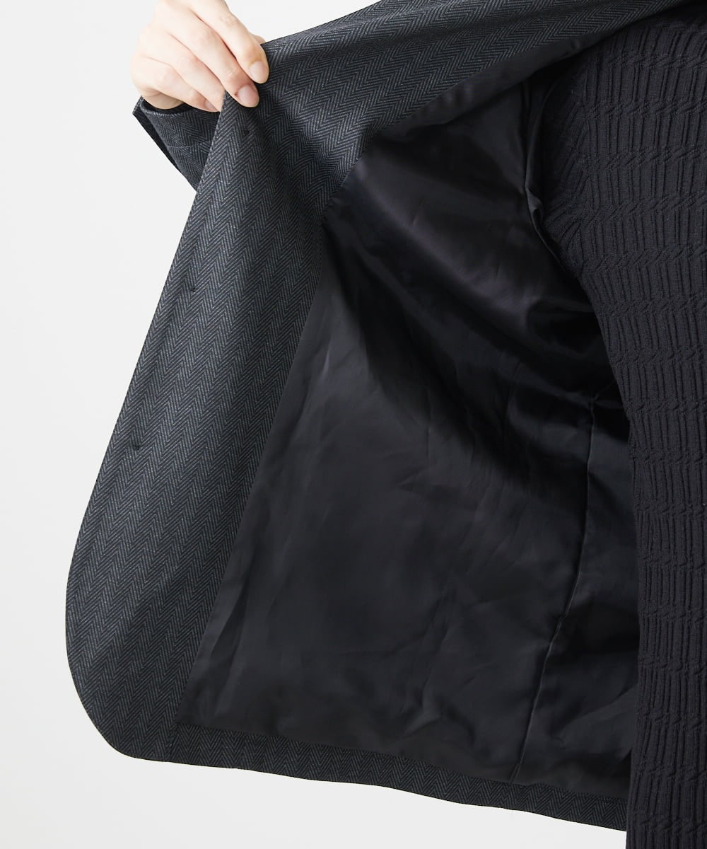 MKDAA57240 MK MICHEL KLEIN HOMME(MKミッシェルクランオム) 【セットアップ対応/全4サイズ展開】コンバーチブルジャケット/TEC EASY へリンボン ダークグレー