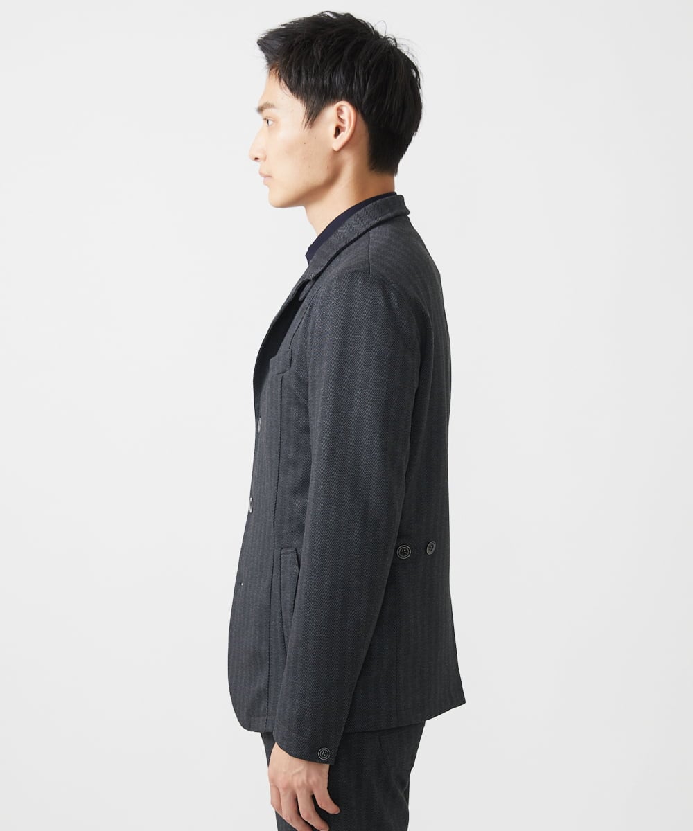 MKDAA57240 MK MICHEL KLEIN HOMME(MKミッシェルクランオム) 【セットアップ対応/全4サイズ展開】コンバーチブルジャケット/TEC EASY へリンボン ダークグレー