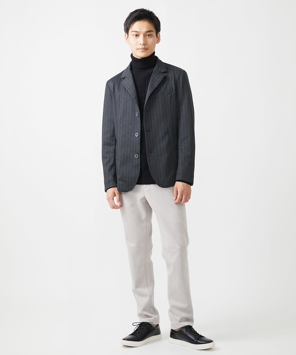 MKDAA57240 MK MICHEL KLEIN HOMME(MKミッシェルクランオム) 【セットアップ対応/全4サイズ展開】コンバーチブルジャケット/TEC EASY へリンボン ダークグレー