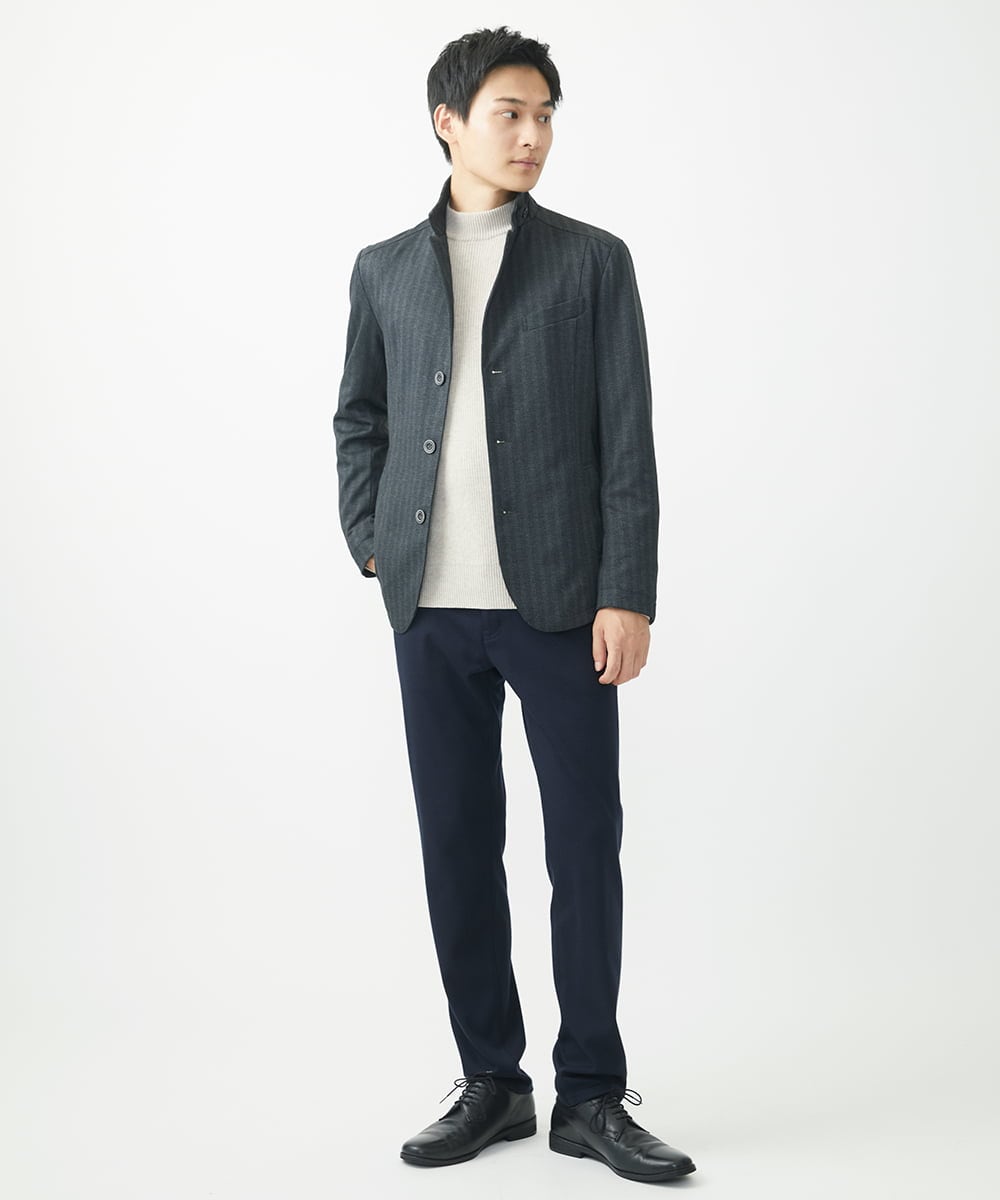 MKDAA57240 MK MICHEL KLEIN HOMME(MKミッシェルクランオム) 【セットアップ対応/全4サイズ展開】コンバーチブルジャケット/TEC EASY へリンボン ダークグレー