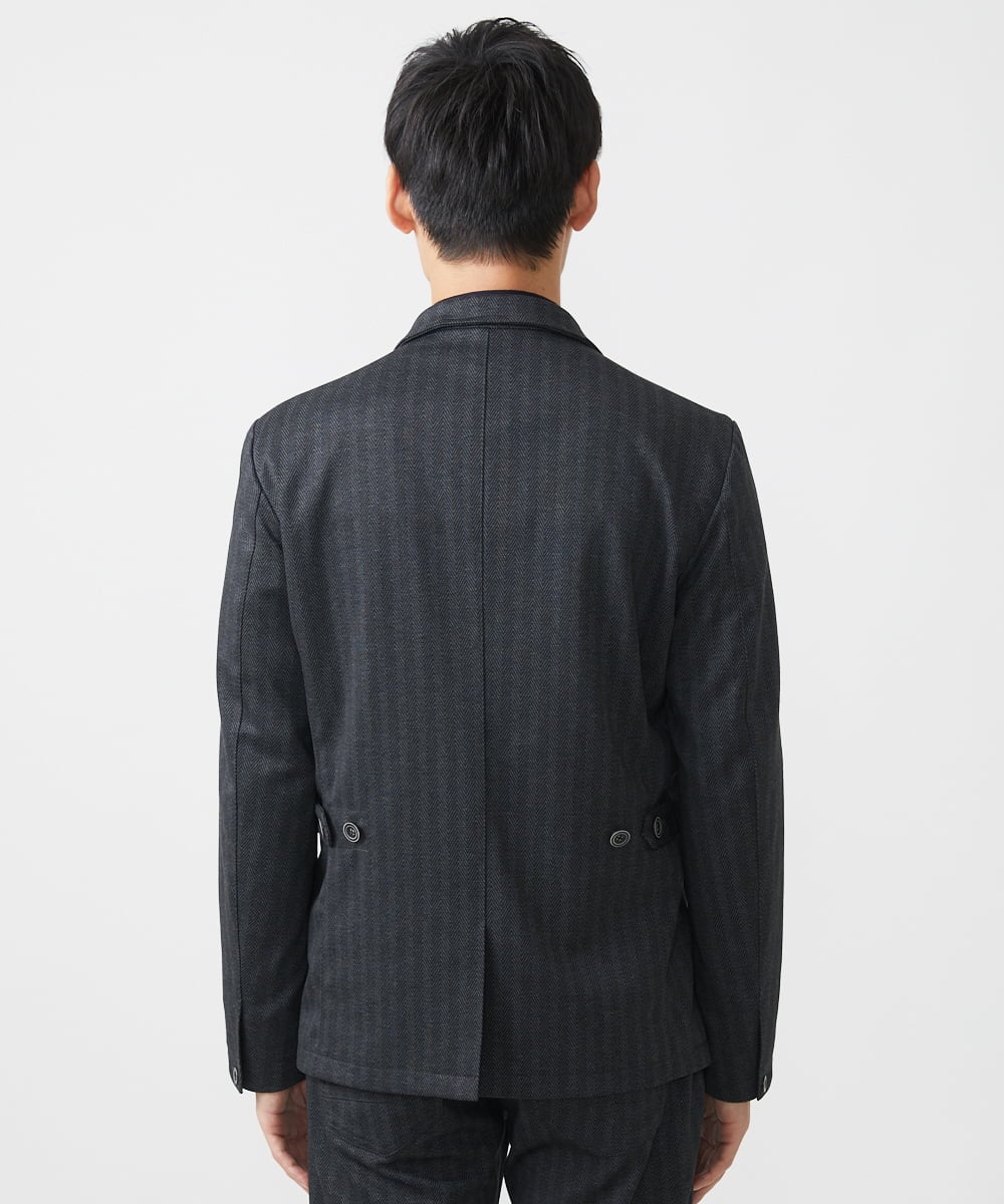 MKDAA57240 MK MICHEL KLEIN HOMME(MKミッシェルクランオム) 【セットアップ対応/全4サイズ展開】コンバーチブルジャケット/TEC EASY へリンボン ダークグレー