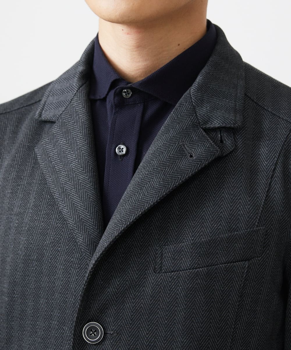 MKDAA57240 MK MICHEL KLEIN HOMME(MKミッシェルクランオム) 【セットアップ対応/全4サイズ展開】コンバーチブルジャケット/TEC EASY へリンボン ダークグレー