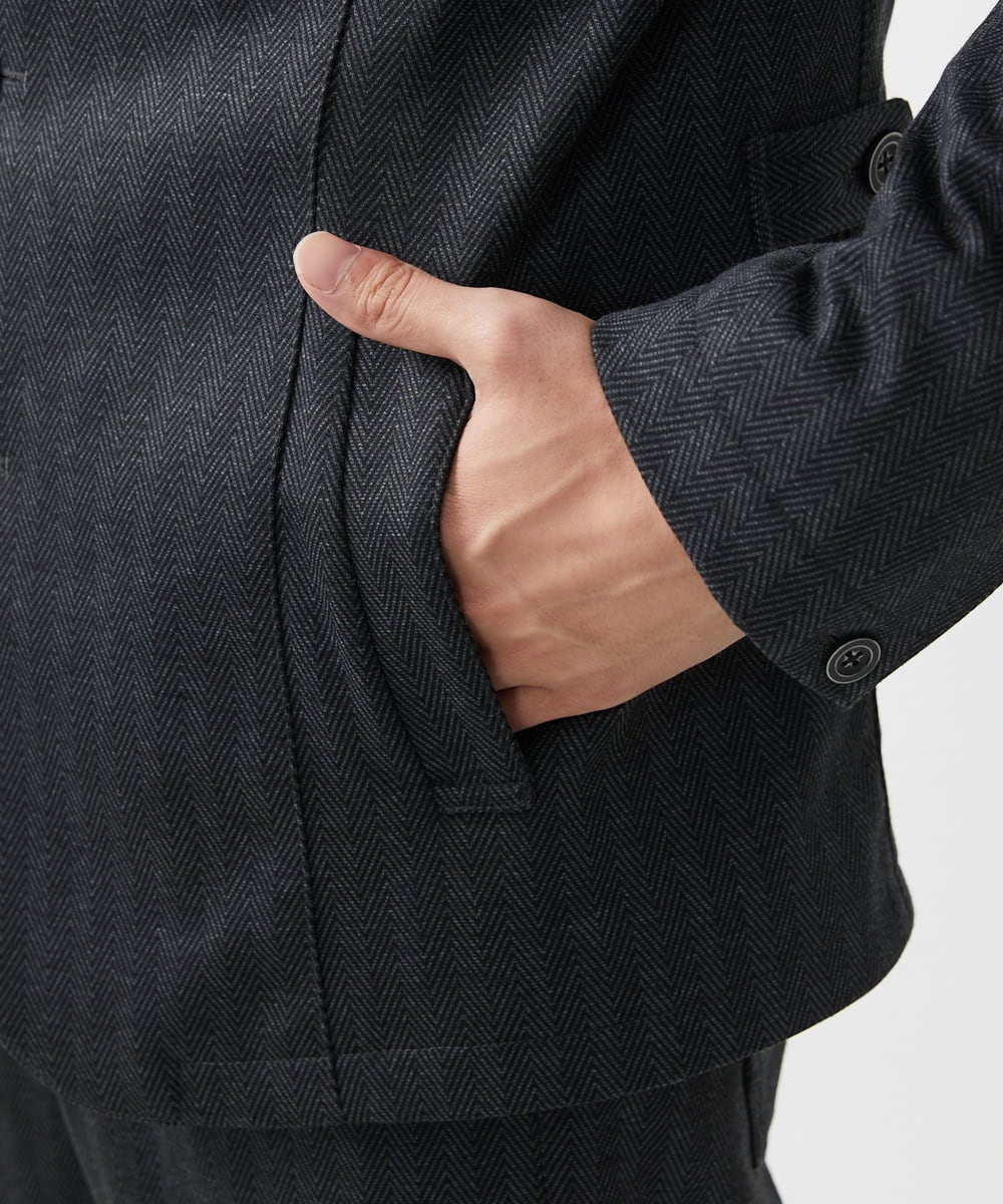 MKDAA57240 MK MICHEL KLEIN HOMME(MKミッシェルクランオム) 【セットアップ対応/全4サイズ展開】コンバーチブルジャケット/TEC EASY へリンボン ダークグレー