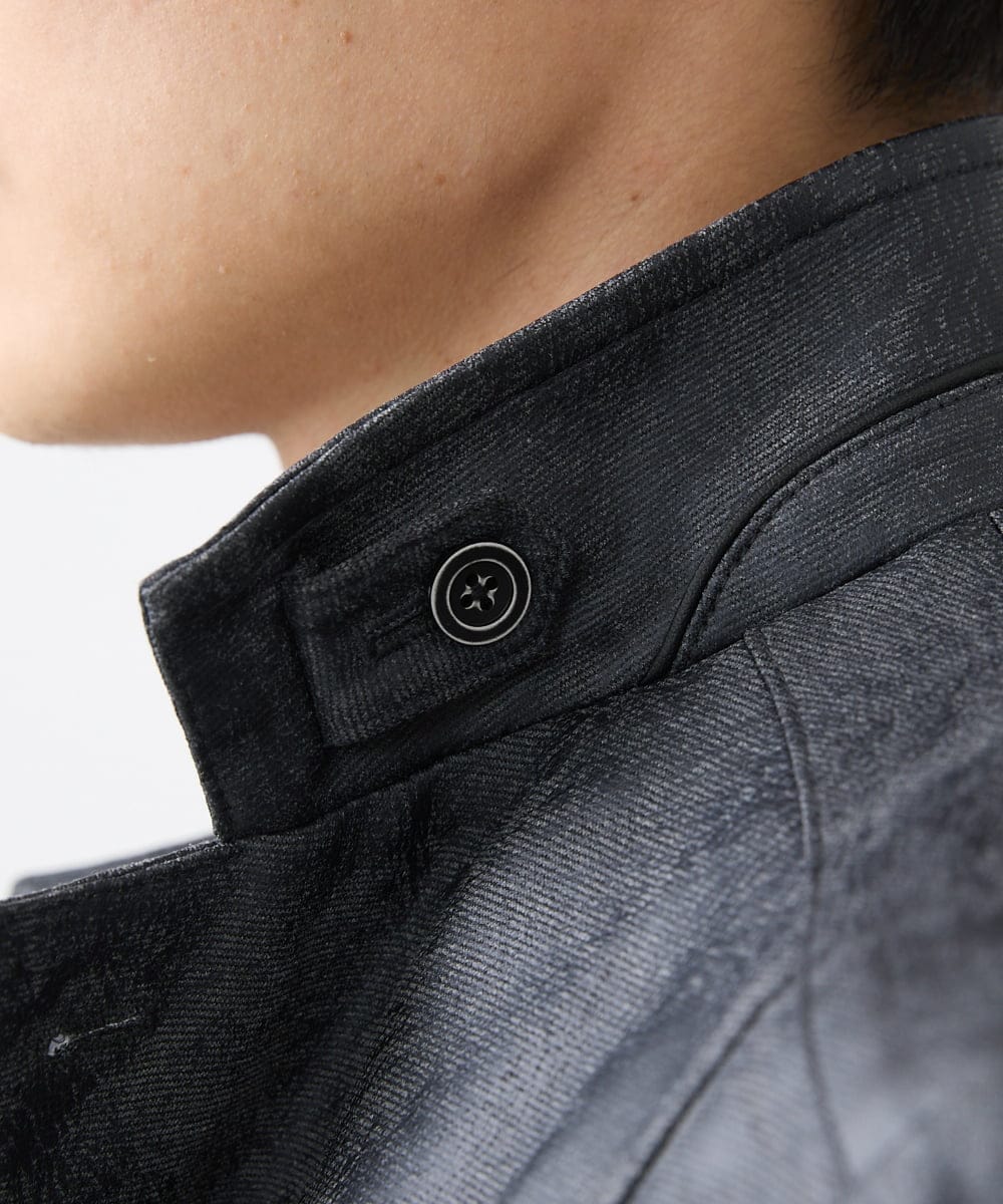 MKDAA61290 MK MICHEL KLEIN HOMME(MKミッシェルクランオム) 【セットアップ対応/洗える】コンバーチブルジャケット/TECEASYレザー ブラック