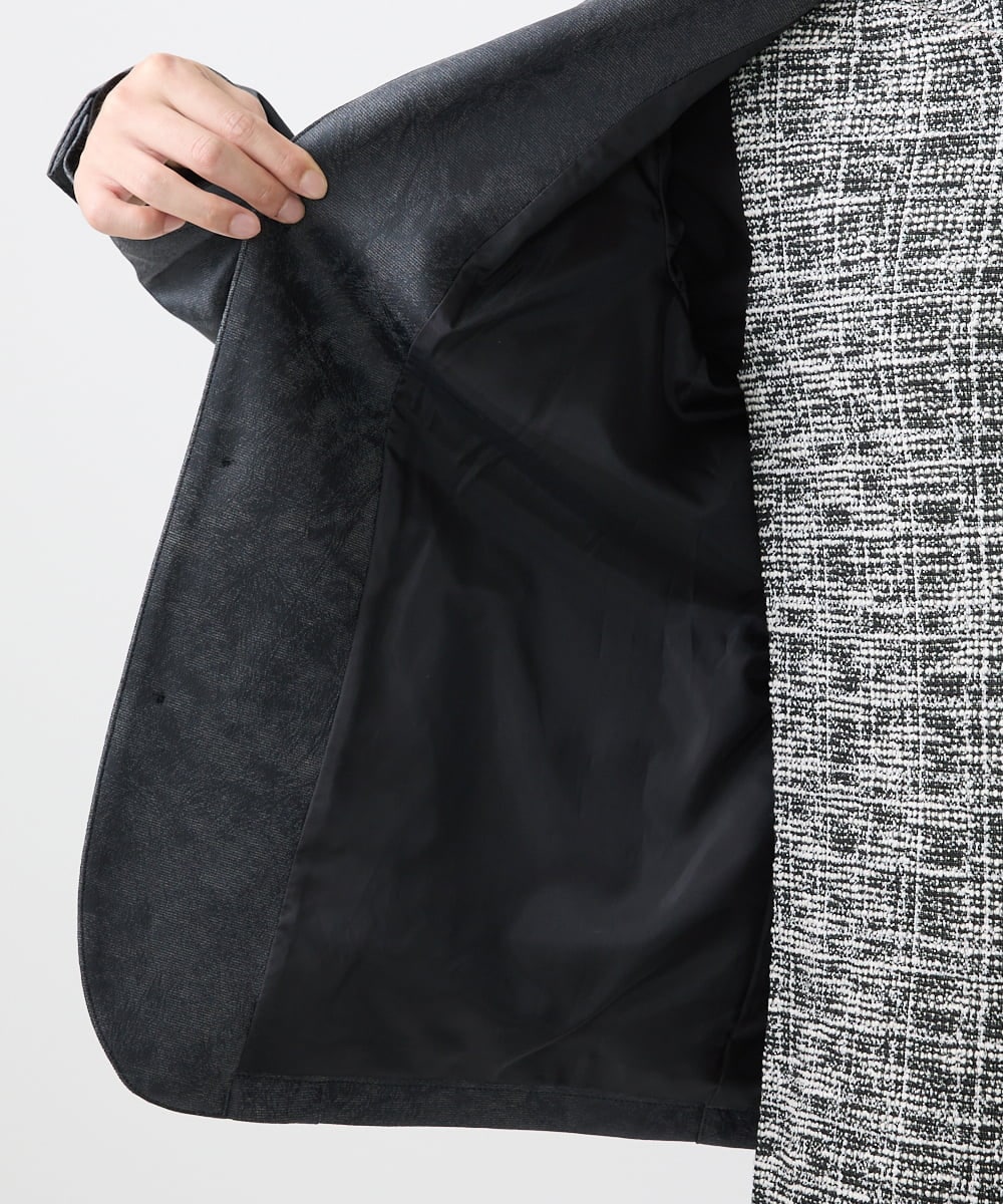 MKDAA61290 MK MICHEL KLEIN HOMME(MKミッシェルクランオム) 【セットアップ対応/洗える】コンバーチブルジャケット/TECEASYレザー ブラック