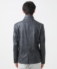 MKDAA61290 MK MICHEL KLEIN HOMME(MKミッシェルクランオム) 【セットアップ対応/洗える】コンバーチブルジャケット/TECEASYレザー ブラック
