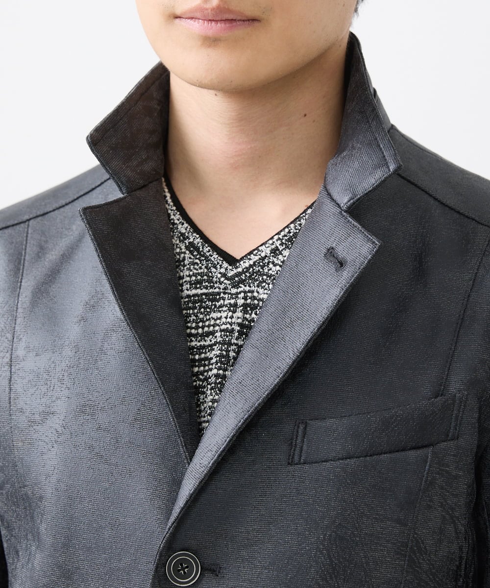 MKDAA61290 MK MICHEL KLEIN HOMME(MKミッシェルクランオム) 【セットアップ対応/洗える】コンバーチブルジャケット/TECEASYレザー ブラック