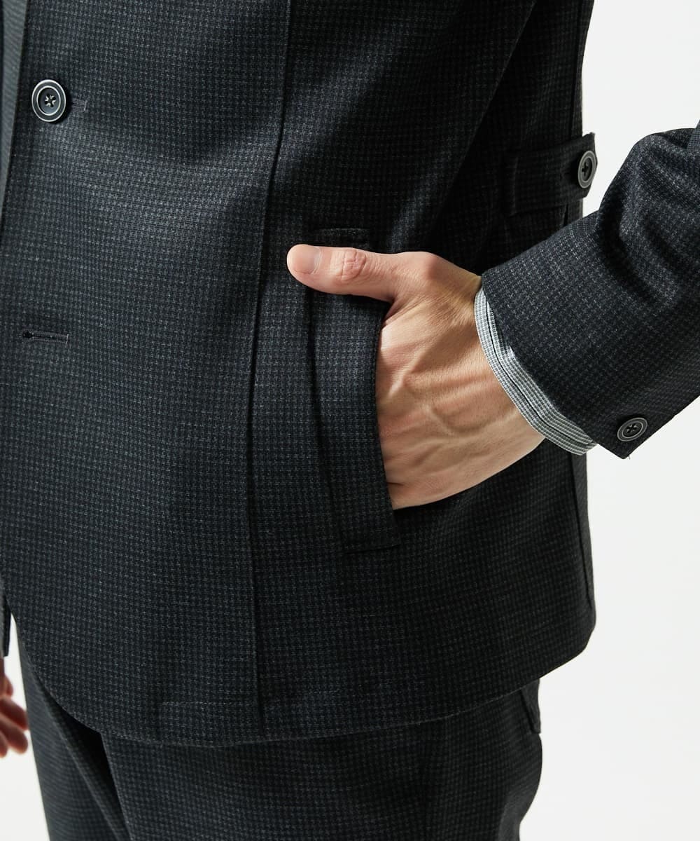 MKDAD57240 MK MICHEL KLEIN HOMME(MKミッシェルクランオム) 【セットアップ対応／ストレッチ】TECEASY千鳥柄コンバーチブルジャケット ダークグレー