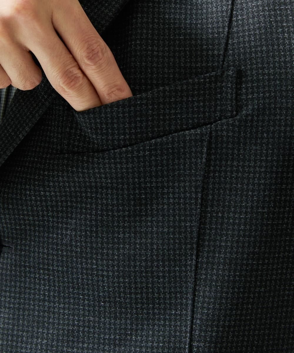 MKDAD57240 MK MICHEL KLEIN HOMME(MKミッシェルクランオム) 【セットアップ対応／ストレッチ】TECEASY千鳥柄コンバーチブルジャケット ダークグレー