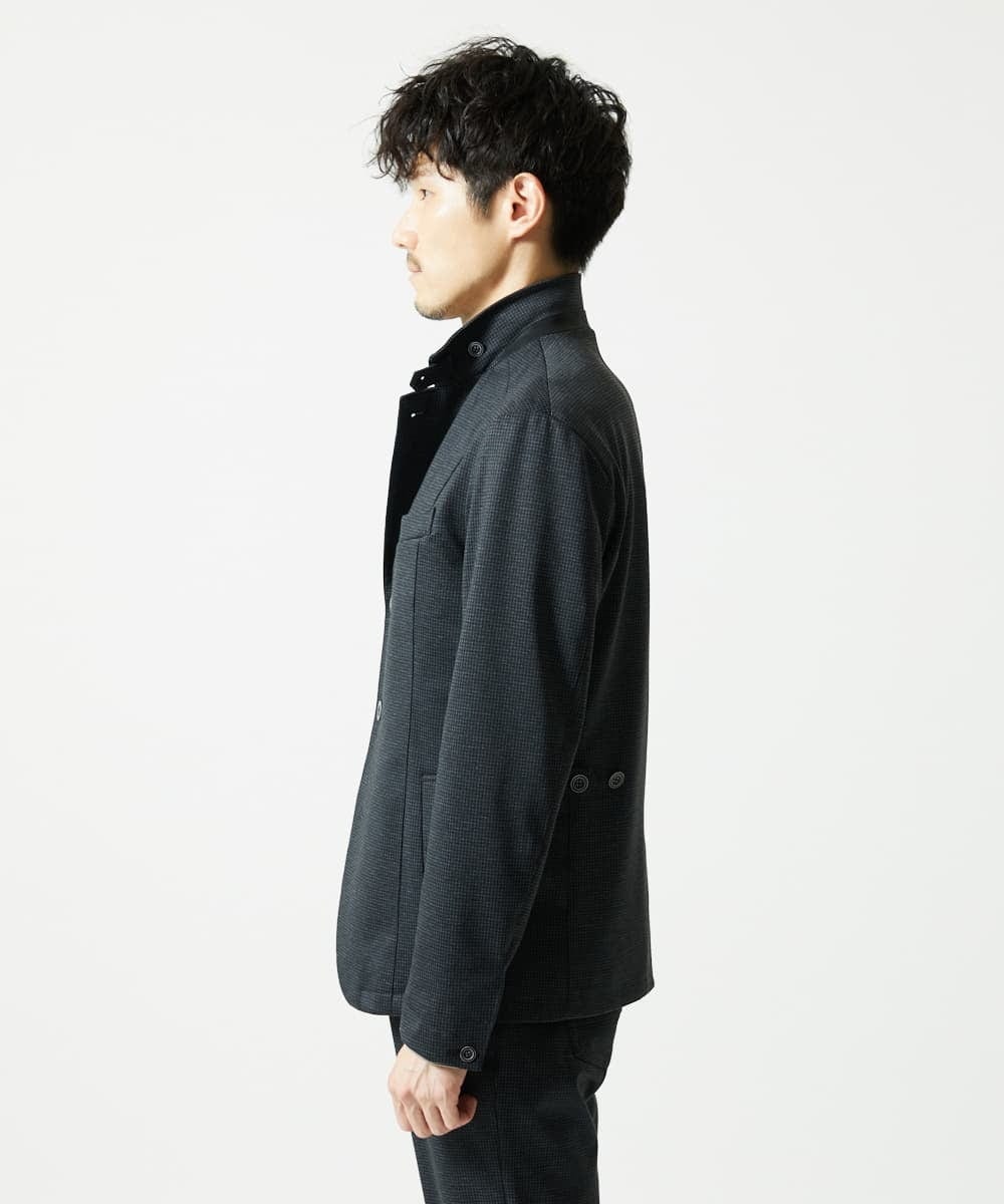 MKDAD57240 MK MICHEL KLEIN HOMME(MKミッシェルクランオム) 【セットアップ対応／ストレッチ】TECEASY千鳥柄コンバーチブルジャケット ダークグレー
