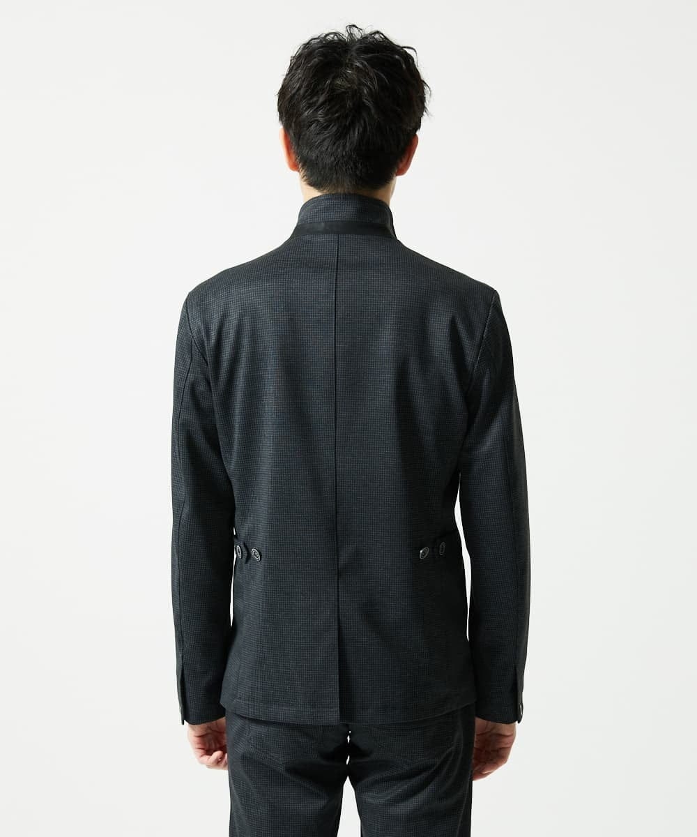 MKDAD57240 MK MICHEL KLEIN HOMME(MKミッシェルクランオム) 【セットアップ対応／ストレッチ】TECEASY千鳥柄コンバーチブルジャケット ダークグレー
