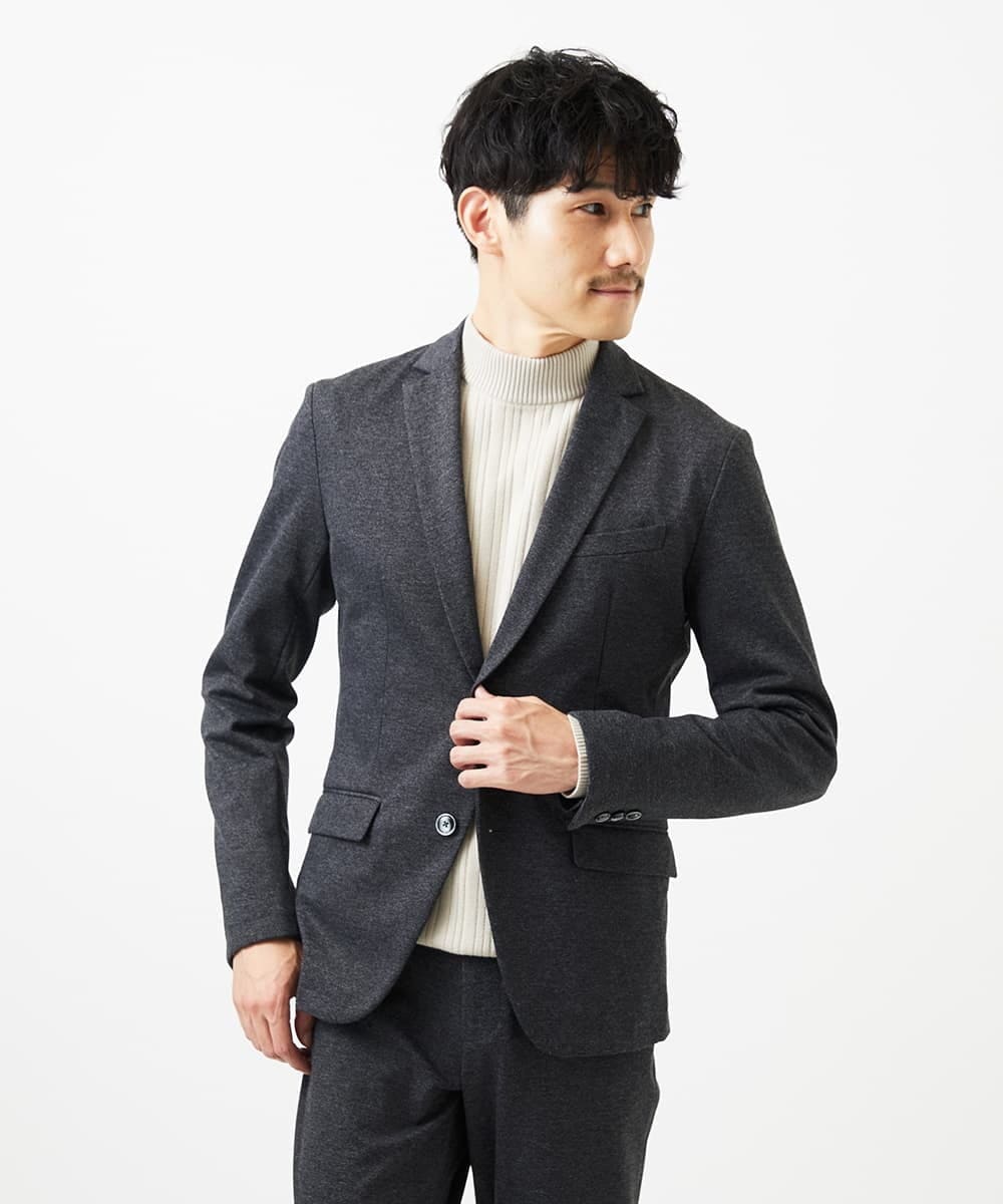 MKDAD60240 MK MICHEL KLEIN HOMME(MKミッシェルクランオム) 【セットアップ対応／総裏地／ストレッチ】ハイストレッチジャケット ダークグレー