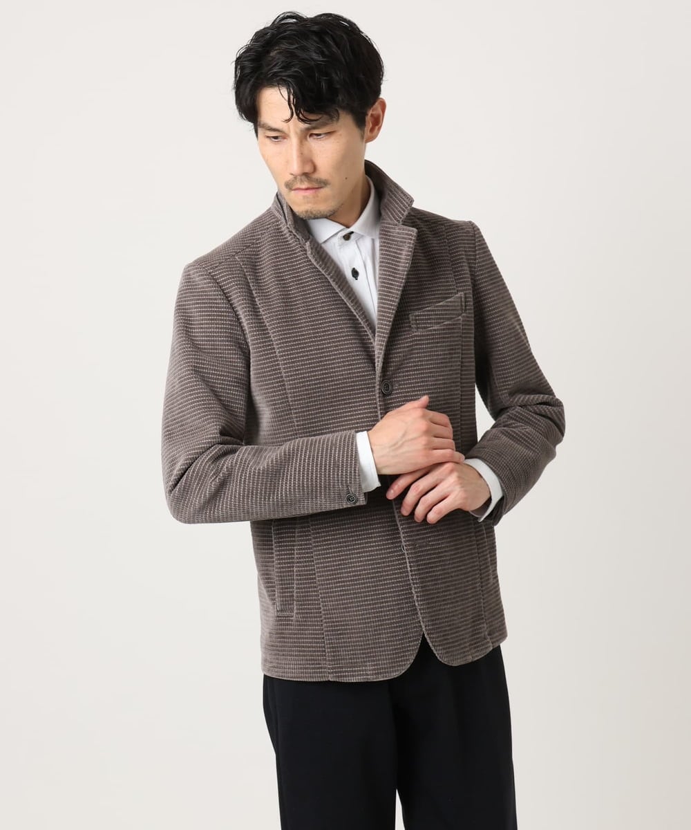 MKDAD63240 MK MICHEL KLEIN HOMME(MKミッシェルクランオム) 【大人の艶感/４サイズ展開/ストレッチ】ワッフルモールコンバーチブルジャケット ダークグレー