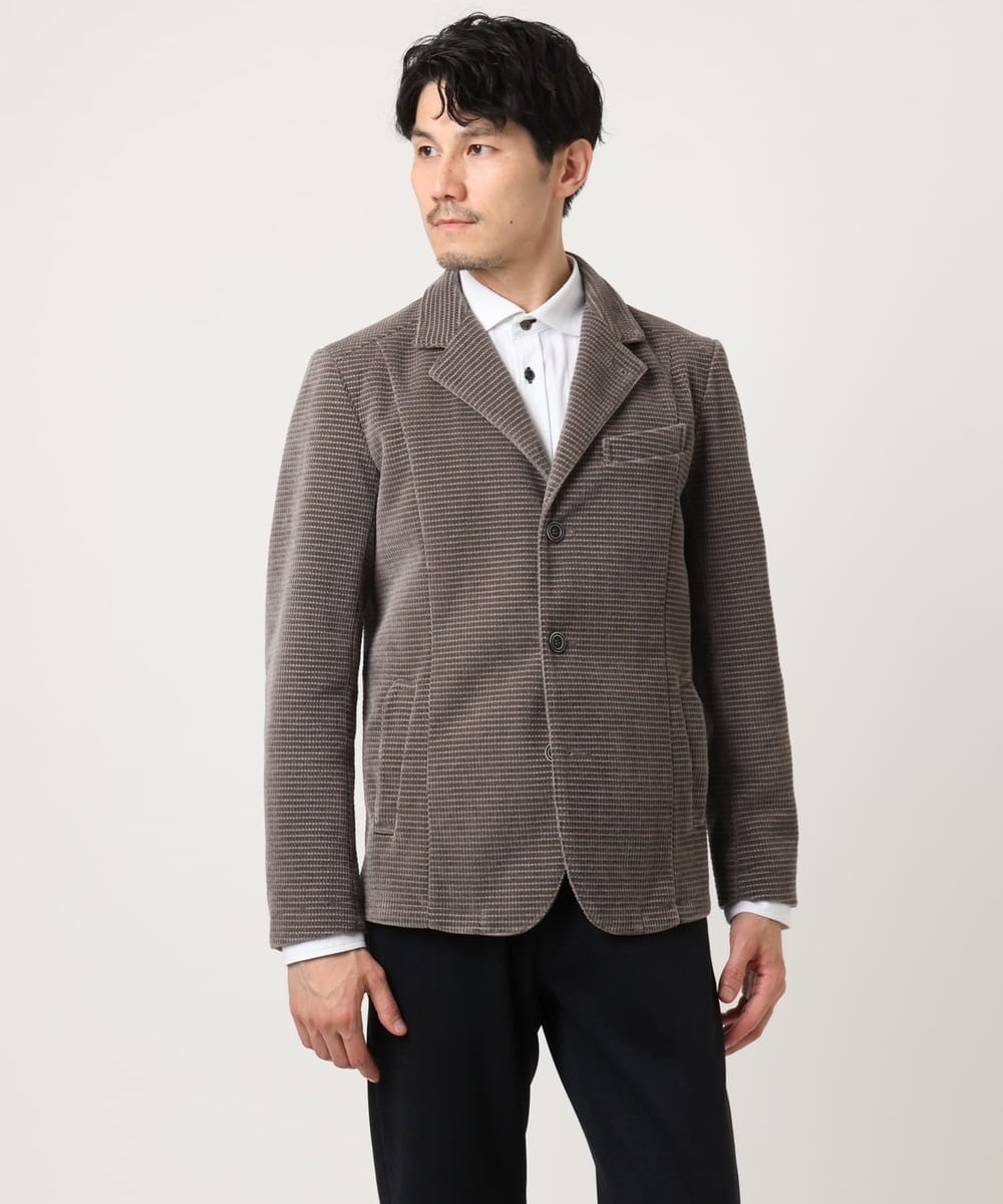 MKDAD63240 MK MICHEL KLEIN HOMME(MKミッシェルクランオム) 【大人の艶感/４サイズ展開/ストレッチ】ワッフルモールコンバーチブルジャケット ダークグレー