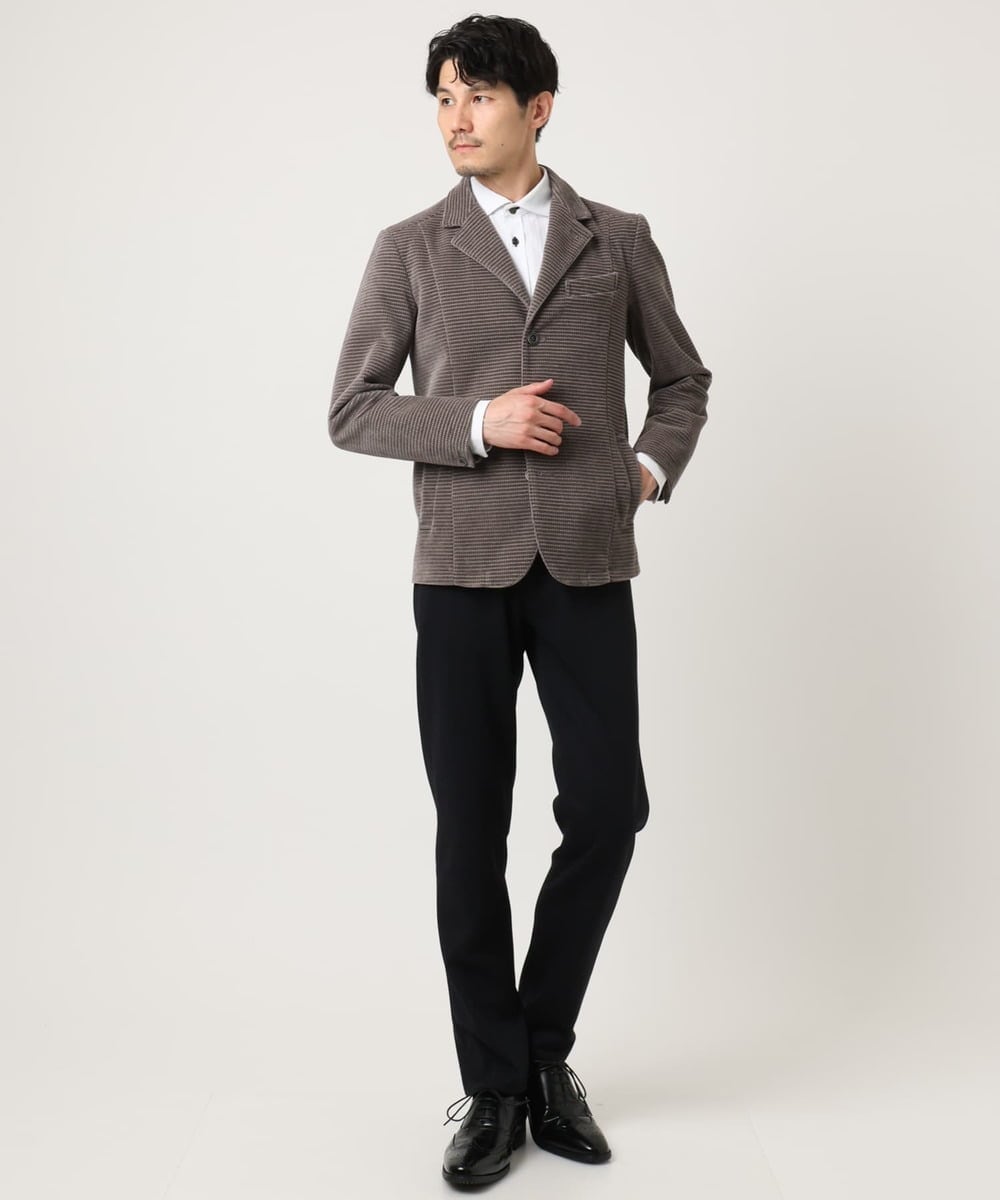 MKDAD63240 MK MICHEL KLEIN HOMME(MKミッシェルクランオム) 【大人の艶感/４サイズ展開/ストレッチ】ワッフルモールコンバーチブルジャケット ダークグレー