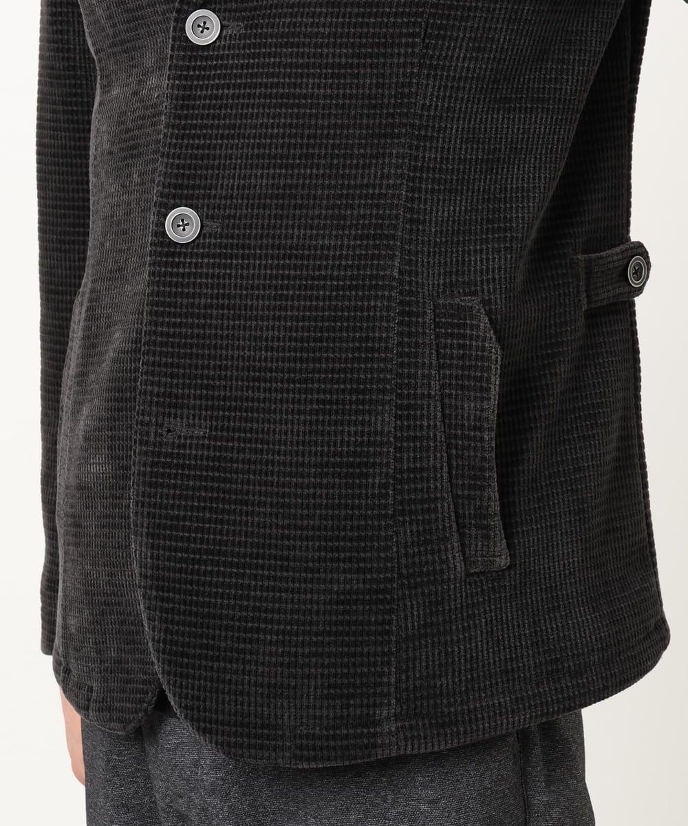 MKDAD63240 MK MICHEL KLEIN HOMME(MKミッシェルクランオム) 【大人の艶感/４サイズ展開/ストレッチ】ワッフルモールコンバーチブルジャケット ブラック