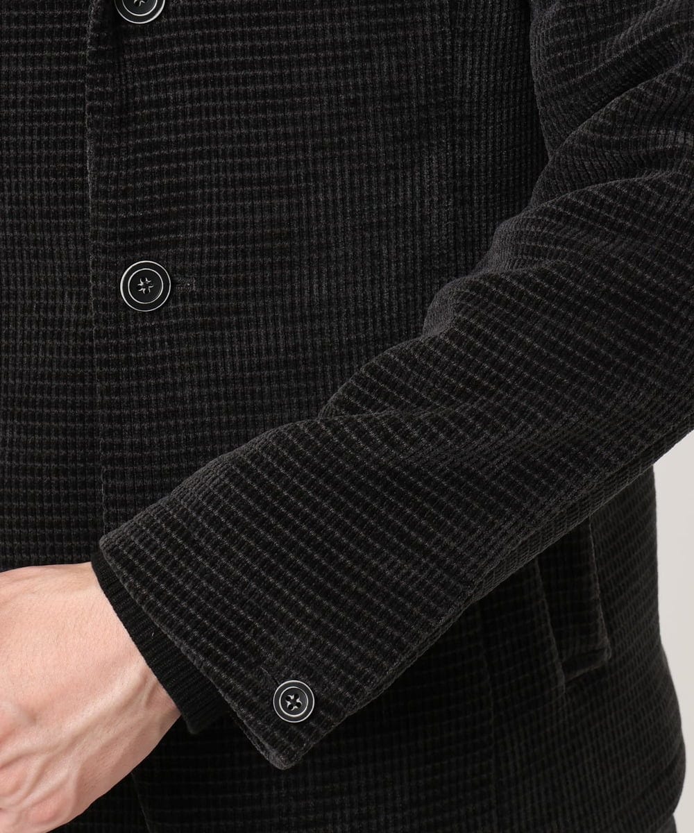 MKDAD63240 MK MICHEL KLEIN HOMME(MKミッシェルクランオム) 【大人の艶感/４サイズ展開/ストレッチ】ワッフルモールコンバーチブルジャケット ブラック