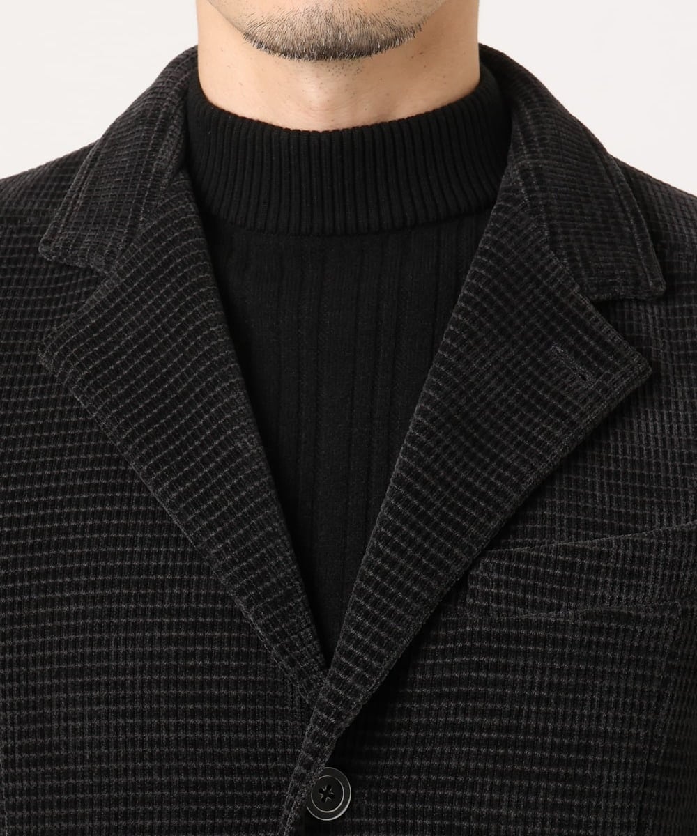 MKDAD63240 MK MICHEL KLEIN HOMME(MKミッシェルクランオム) 【大人の艶感/４サイズ展開/ストレッチ】ワッフルモールコンバーチブルジャケット ブラック