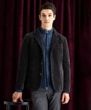 MKDAD63240 MK MICHEL KLEIN HOMME(MKミッシェルクランオム) 【大人の艶感/４サイズ展開/ストレッチ】ワッフルモールコンバーチブルジャケット ブラック