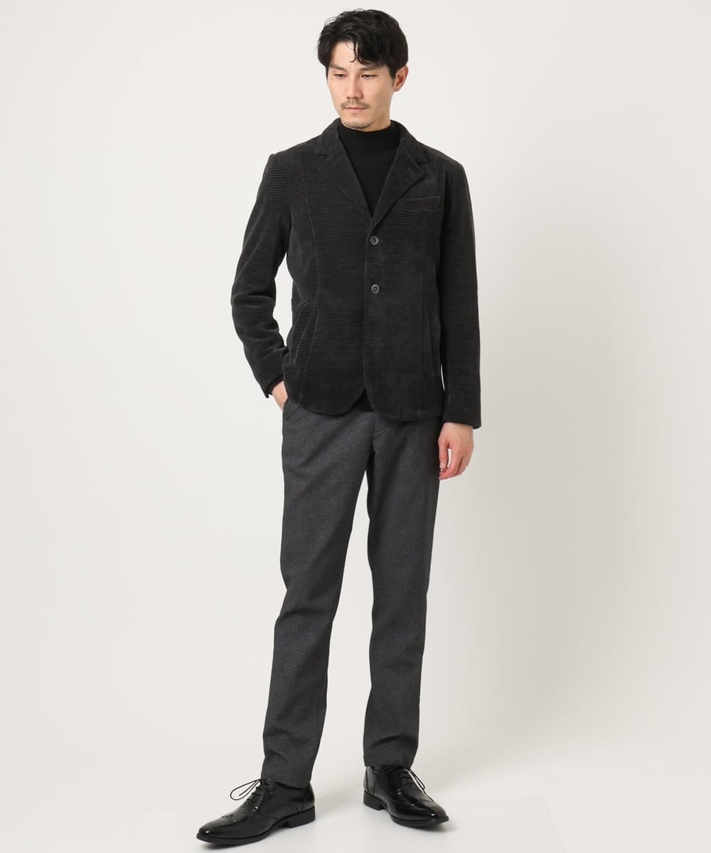 MKDAD63240 MK MICHEL KLEIN HOMME(MKミッシェルクランオム) 【大人の艶感/４サイズ展開/ストレッチ】ワッフルモールコンバーチブルジャケット ブラック