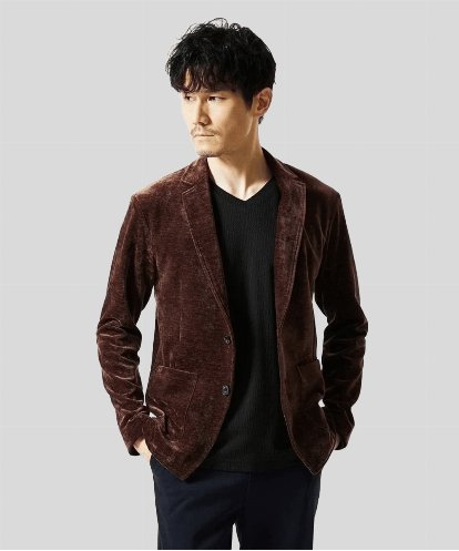 MKDAF58135 MK MICHEL KLEIN HOMME 【ふわふわ質感/ストレッチ／洗える】ベロアタッチ／LUXモールジャケット