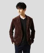 MKDAF58135 MK MICHEL KLEIN HOMME(MKミッシェルクランオム) 【ふわふわ質感/ストレッチ／洗える】ベロアタッチ／LUXモールジャケット オレンジ