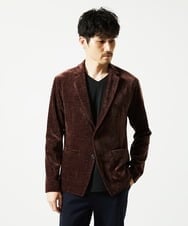 MKDAF58135 MK MICHEL KLEIN HOMME(MKミッシェルクランオム) 【ふわふわ質感/ストレッチ／洗える】ベロアタッチ／LUXモールジャケット オレンジ