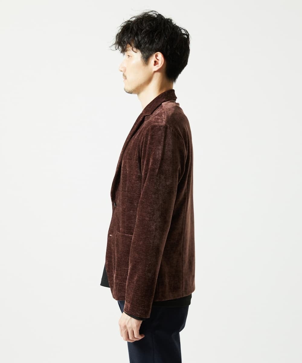 MKDAF58135 MK MICHEL KLEIN HOMME(MKミッシェルクランオム) 【ふわふわ質感/ストレッチ／洗える】ベロアタッチ／LUXモールジャケット オレンジ