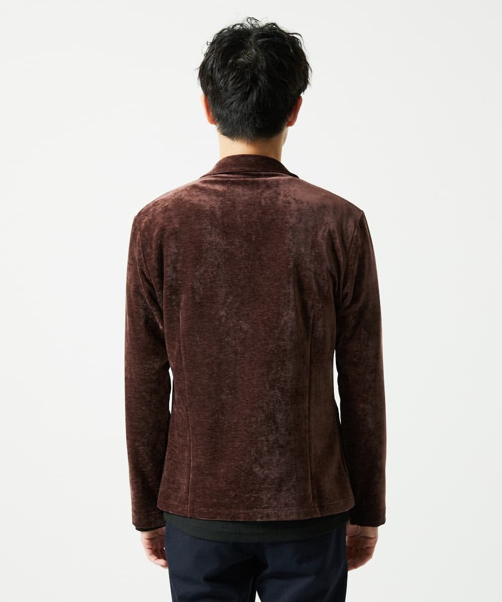 MKDAF58135 MK MICHEL KLEIN HOMME(MKミッシェルクランオム) 【ふわふわ質感/ストレッチ／洗える】ベロアタッチ／LUXモールジャケット オレンジ