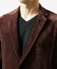 MKDAF58135 MK MICHEL KLEIN HOMME(MKミッシェルクランオム) 【ふわふわ質感/ストレッチ／洗える】ベロアタッチ／LUXモールジャケット オレンジ