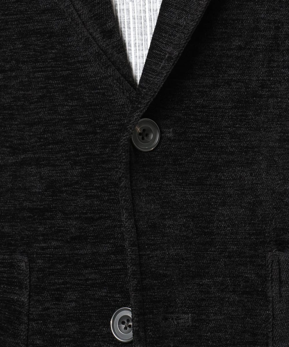 MKDAF58135 MK MICHEL KLEIN HOMME(MKミッシェルクランオム) 【ふわふわ質感/ストレッチ／洗える】ベロアタッチ／LUXモールジャケット ブラック
