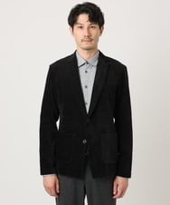 MKDAF58135 MK MICHEL KLEIN HOMME(MKミッシェルクランオム) 【ふわふわ質感/ストレッチ／洗える】ベロアタッチ／LUXモールジャケット ブラック