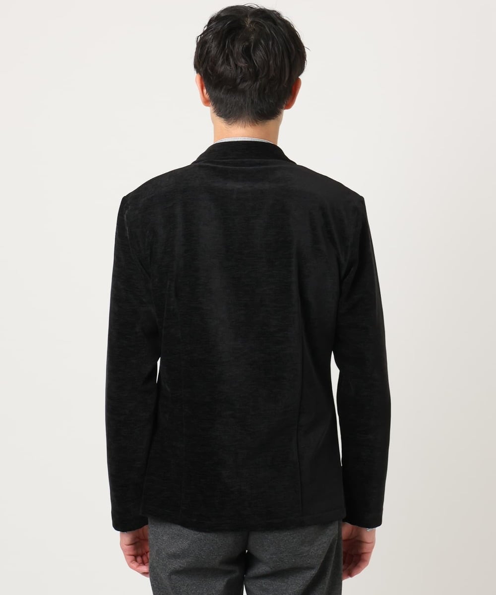 MKDAF58135 MK MICHEL KLEIN HOMME(MKミッシェルクランオム) 【ふわふわ質感/ストレッチ／洗える】ベロアタッチ／LUXモールジャケット ブラック