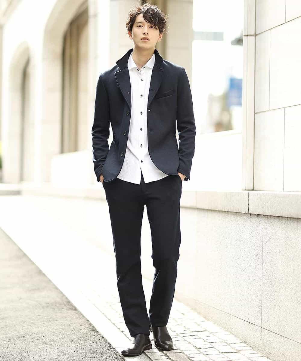 MKDAJ55190 MK MICHEL KLEIN HOMME(MKミッシェルクランオム) ジャケット／ツイーディーヘリンボン ネイビー
