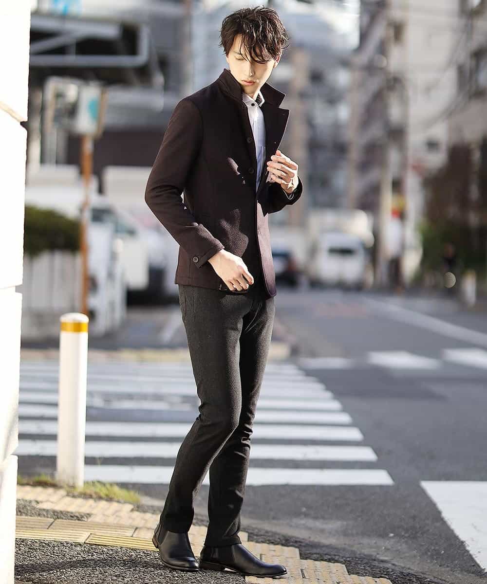 MKDAJ55190 MK MICHEL KLEIN HOMME(MKミッシェルクランオム) ジャケット／ツイーディーヘリンボン パープル