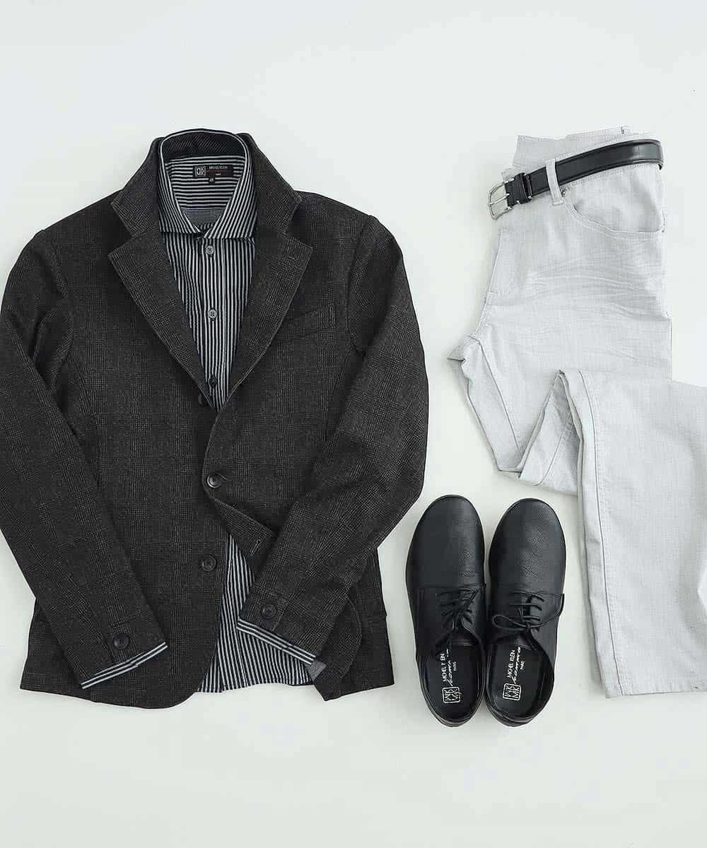 MKDDJ55180 MK MICHEL KLEIN HOMME(MKミッシェルクランオム) ジャケット／テックイージージャージ グレンチェック カーキ