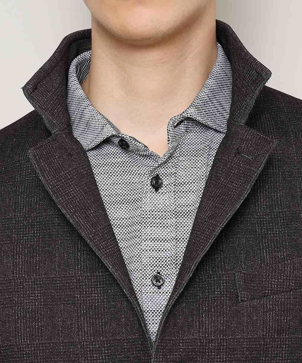 MKDDJ55180 MK MICHEL KLEIN HOMME(MKミッシェルクランオム) ジャケット／テックイージージャージ グレンチェック カーキ