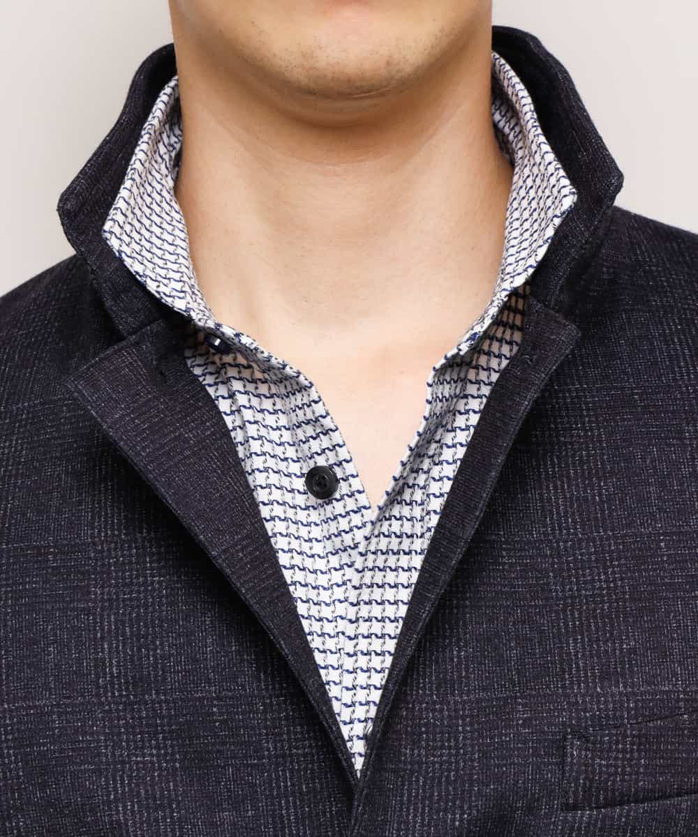 MKDDJ55180 MK MICHEL KLEIN HOMME(MKミッシェルクランオム) ジャケット／テックイージージャージ グレンチェック ネイビー