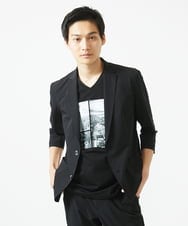 MKDGA51150 MK MICHEL KLEIN HOMME(MKミッシェルクランオム) 【セットアップ対応】七分袖ジャケット / ニュートラルストレッチ ブラック