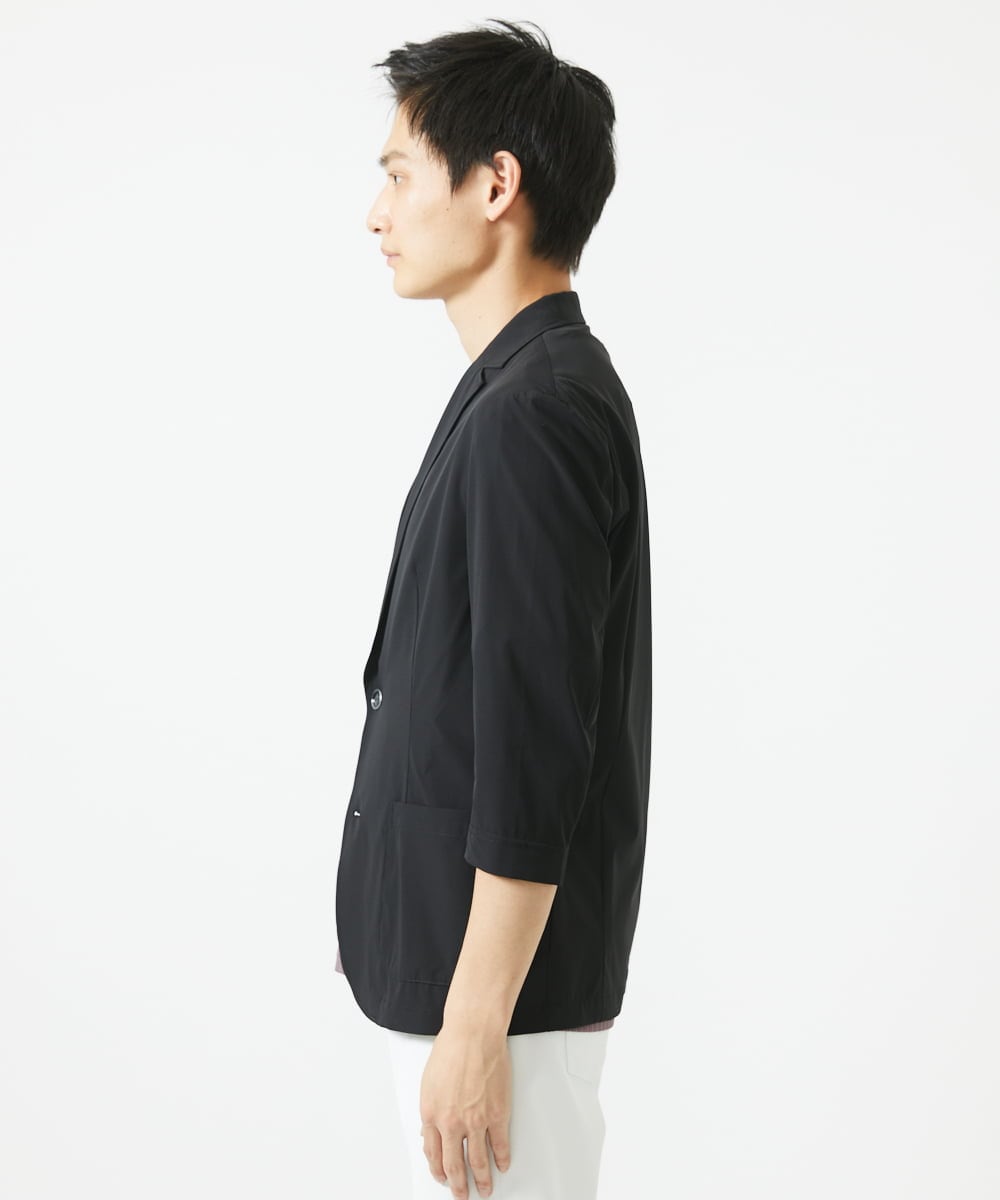 MKDGA51150 MK MICHEL KLEIN HOMME(MKミッシェルクランオム) 【セットアップ対応】七分袖ジャケット / ニュートラルストレッチ ブラック