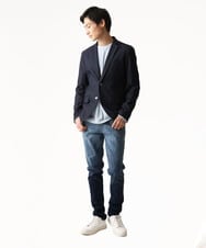 MKDGA55180 MK MICHEL KLEIN HOMME(MKミッシェルクランオム) 【セットアップ対応 / 撥水 / ストレッチ】ハケメシャンブレージャケット ネイビー