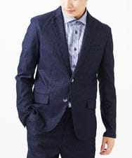 MKDGA55180 MK MICHEL KLEIN HOMME(MKミッシェルクランオム) 【セットアップ対応 / 撥水 / ストレッチ】ハケメシャンブレージャケット ネイビー