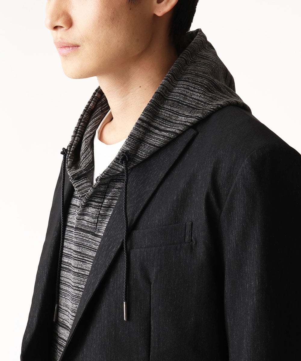 MKDGA55180 MK MICHEL KLEIN HOMME(MKミッシェルクランオム) 【セットアップ対応 / 撥水 / ストレッチ】ハケメシャンブレージャケット ネイビー