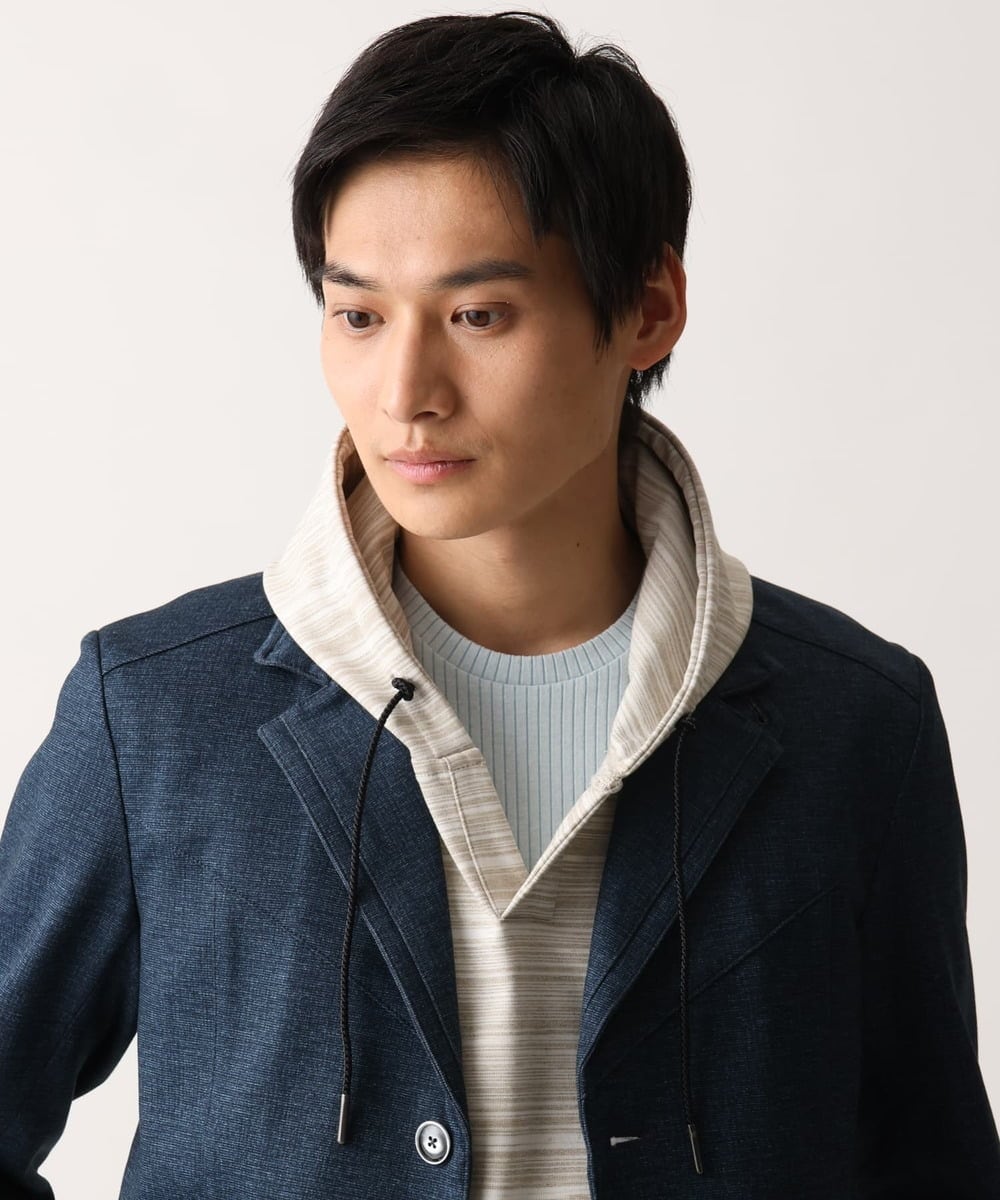 MKDGA56240 MK MICHEL KLEIN HOMME(MKミッシェルクランオム) 【イージーケアジャージ素材使用】コンバーチブルジャケット/TECEASYJERSEY2025 ブルー(55)