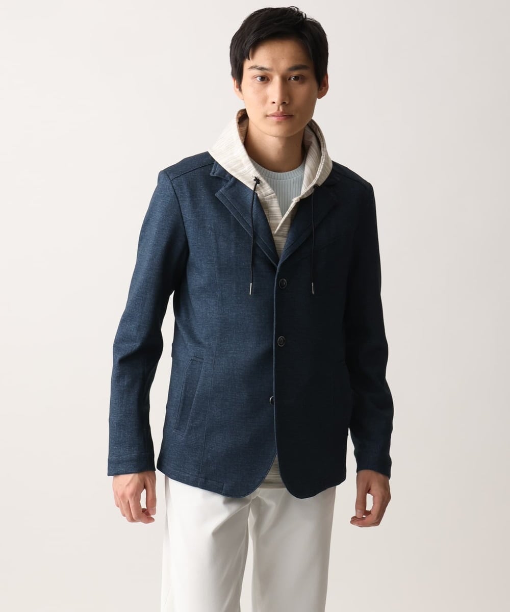 MKDGA56240 MK MICHEL KLEIN HOMME(MKミッシェルクランオム) 【イージーケアジャージ素材使用】コンバーチブルジャケット/TECEASYJERSEY2025 ブルー(55)