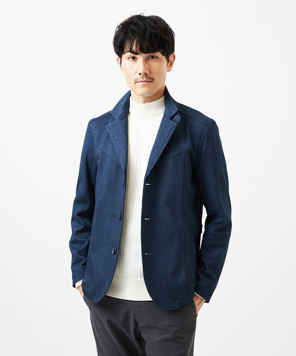 MKDGA56240 MK MICHEL KLEIN HOMME(MKミッシェルクランオム) 【洗える/イージーケア/ストレッチ】コンバーチブルジャケット/TECEASY25 ブルー(55)