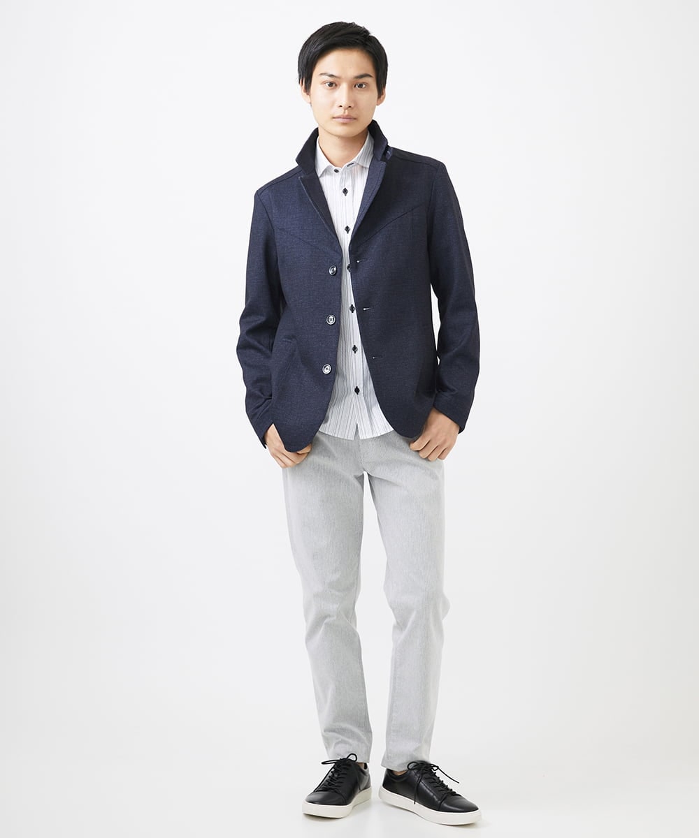 MKDGA56240 MK MICHEL KLEIN HOMME(MKミッシェルクランオム) 【イージーケアジャージ素材使用】コンバーチブルジャケット/TECEASYJERSEY2025 ネイビー(57)