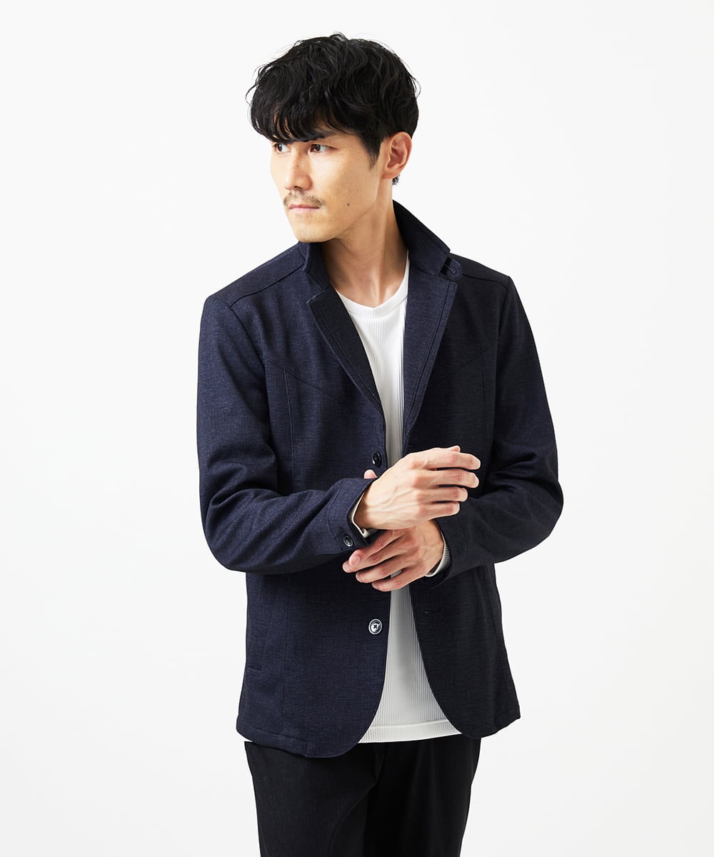 MKDGA56240 MK MICHEL KLEIN HOMME(MKミッシェルクランオム) 【洗える/イージーケア/ストレッチ】コンバーチブルジャケット/TECEASY25 ネイビー(57)