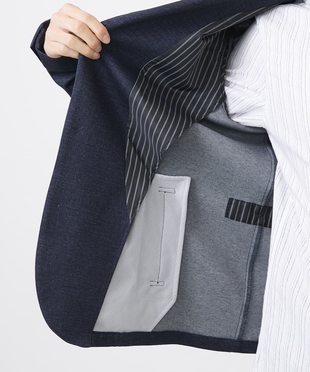 MKDGA56240 MK MICHEL KLEIN HOMME(MKミッシェルクランオム) 【イージーケアジャージ素材使用】コンバーチブルジャケット/TECEASYJERSEY2025 ネイビー(57)